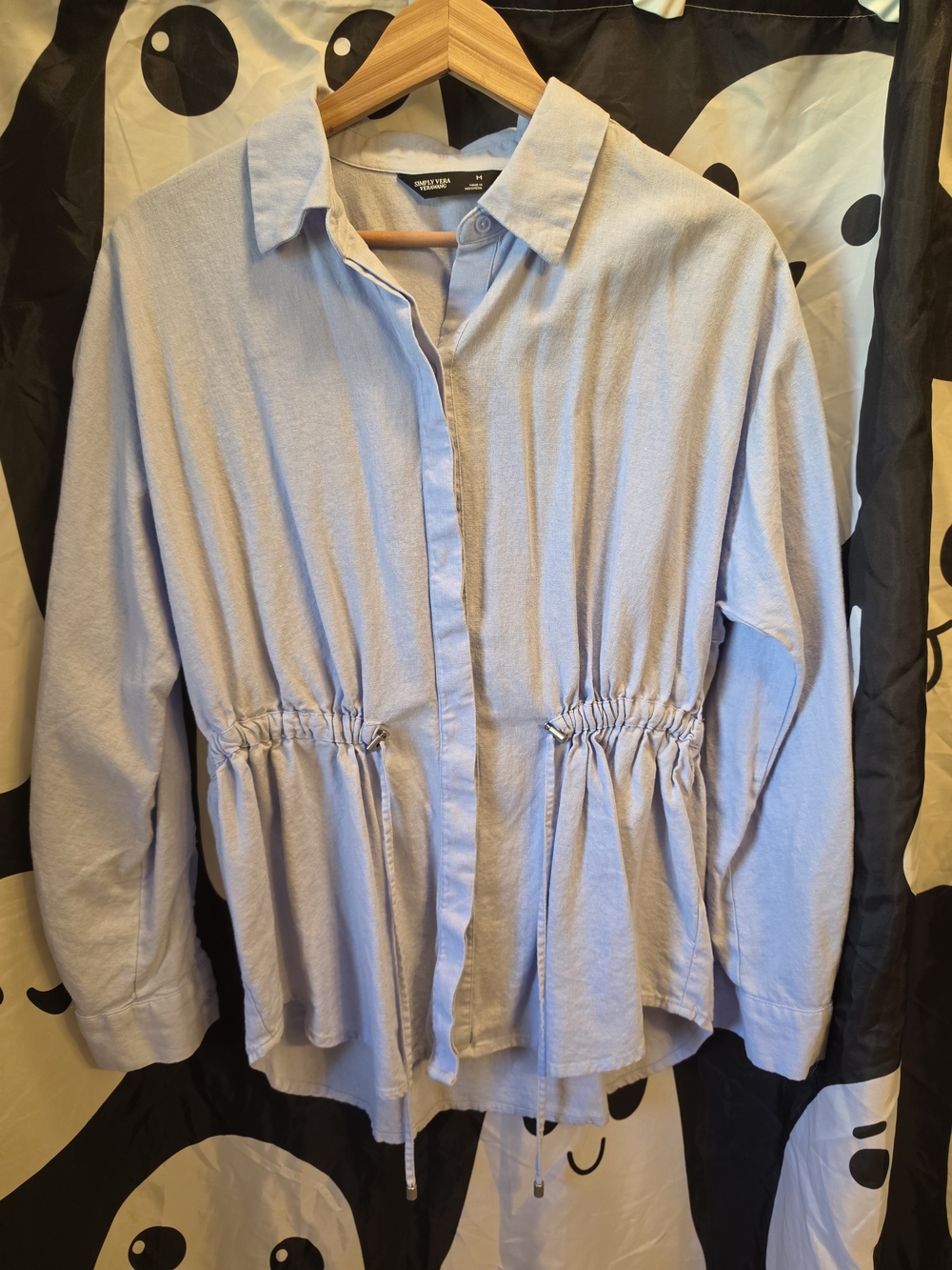 Simply Vera Vera Wang Light Blue Drawstring Waist Button-Front Shirt